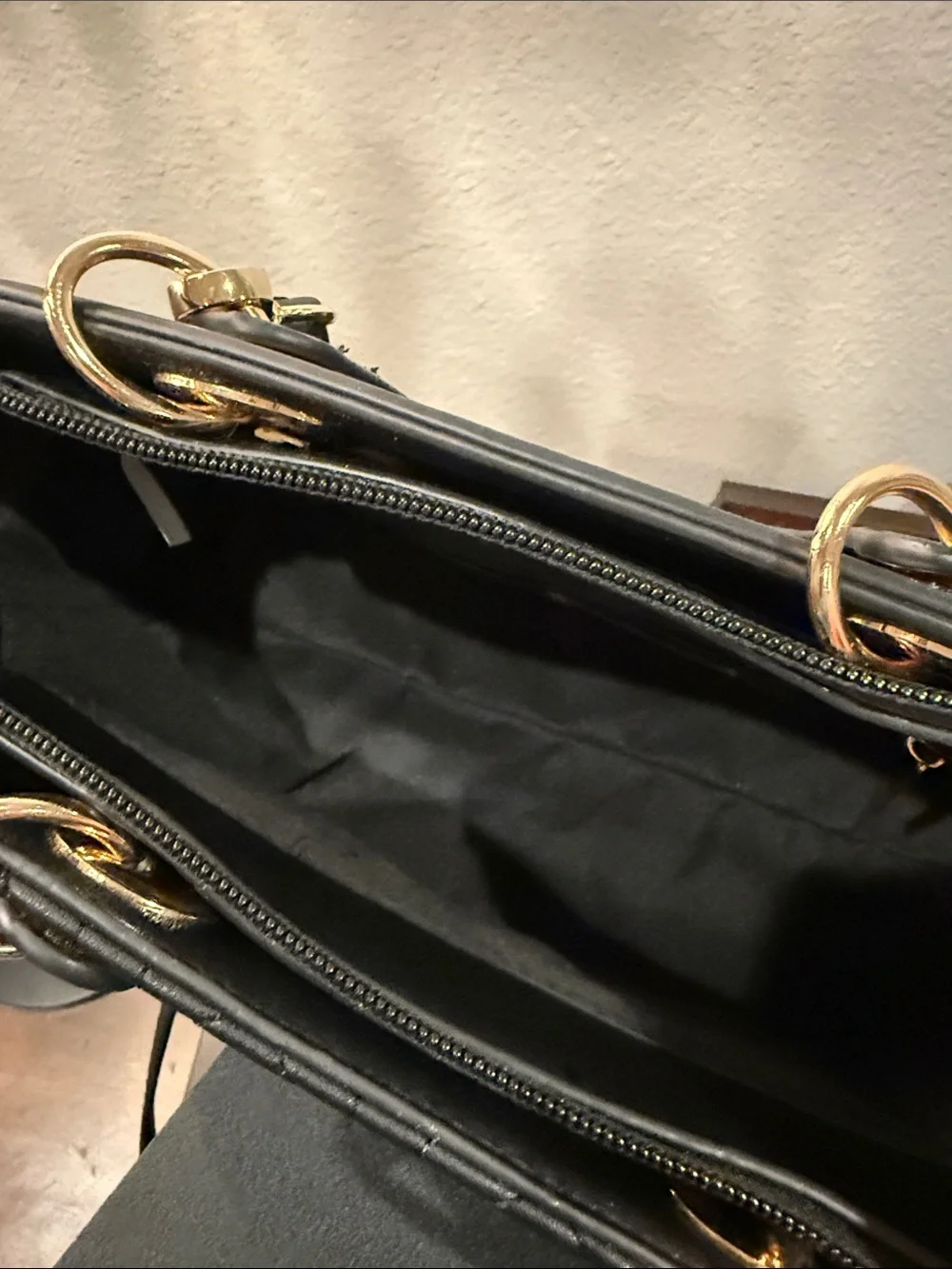 Source Unknown Black Quilted Crossbody with Gold Hardware